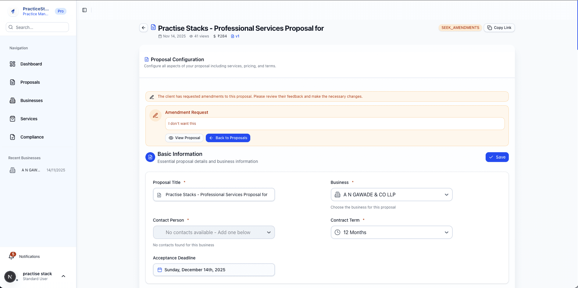 Proposal Editor Mockup